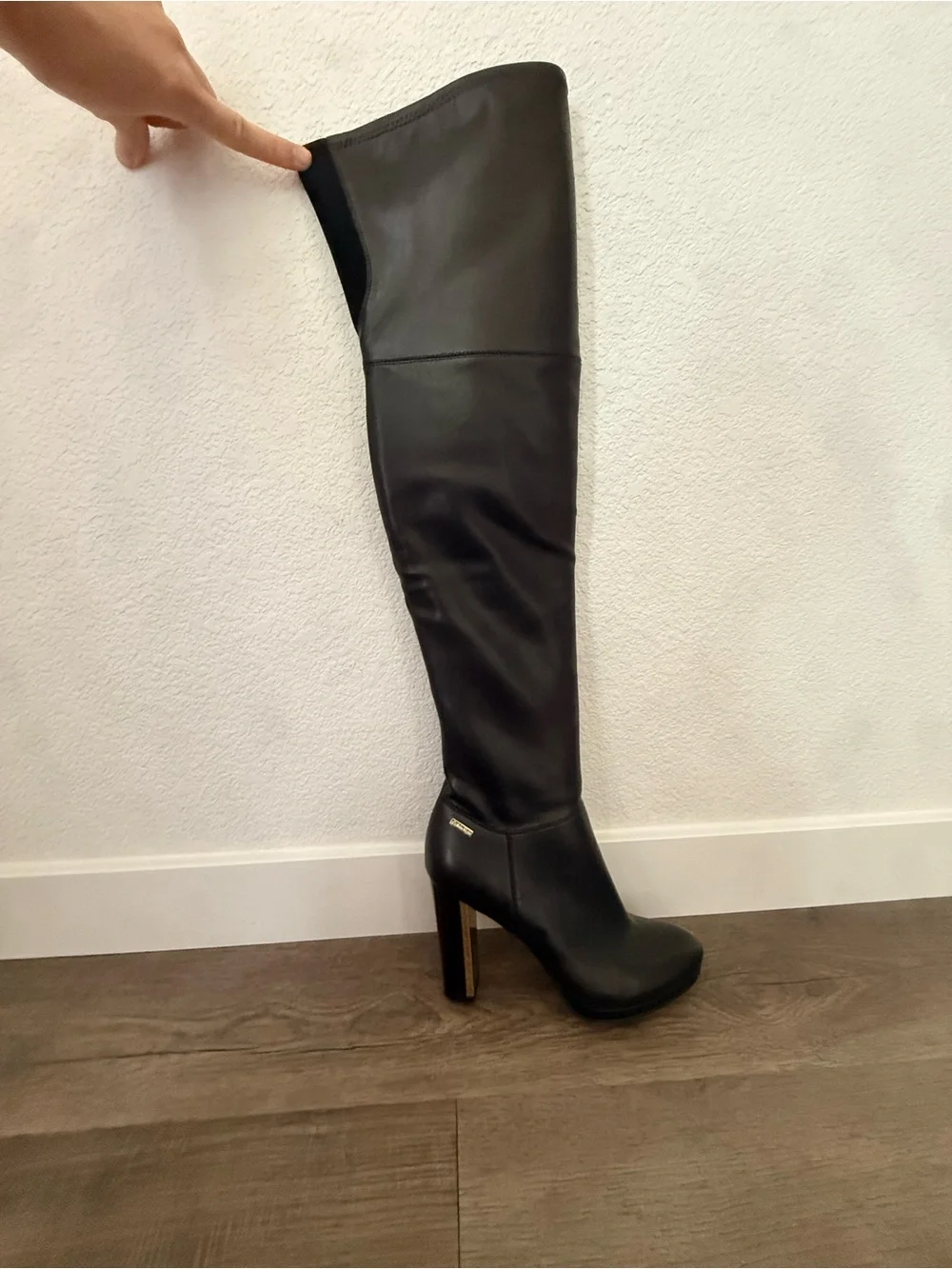 Calvin Klein Black Over-the-Knee High Heel Boot